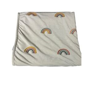 Cloud Island Cream Soft Velour Embroidered Rainbows Baby Blanket Target 30x40"